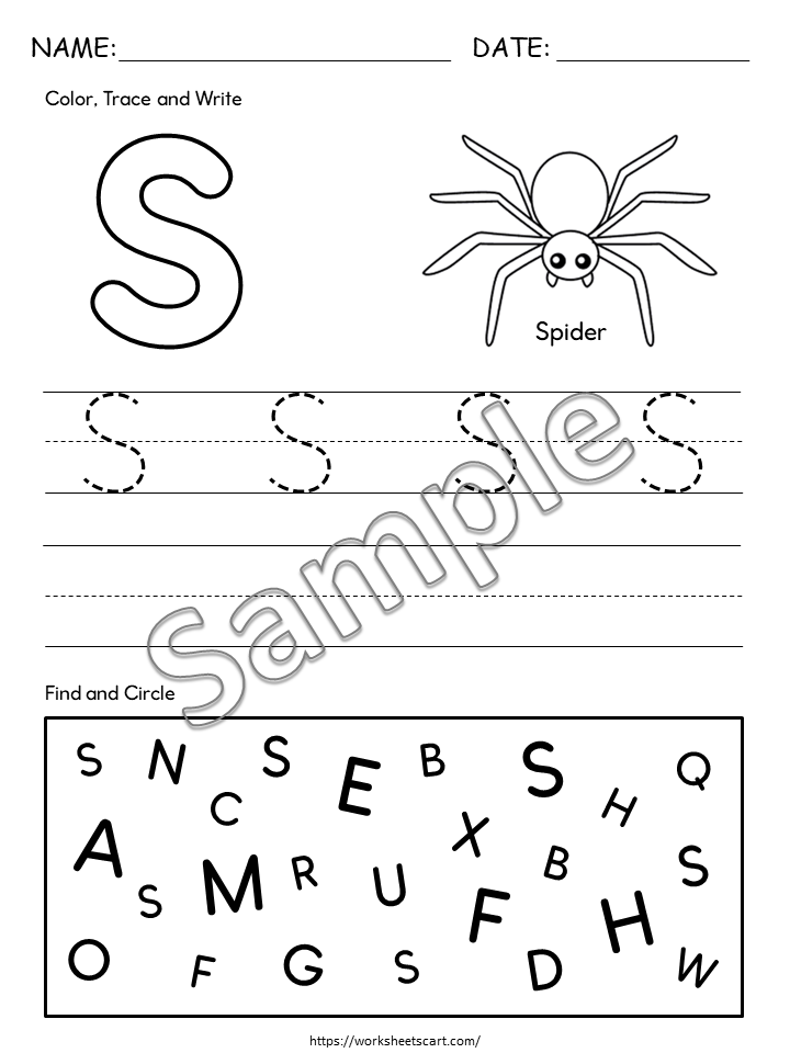 Alphabet Worksheets Printable A-Z | Trace, Color & Letter Recognition Activities for Preschool & Kindergarten, WWF225