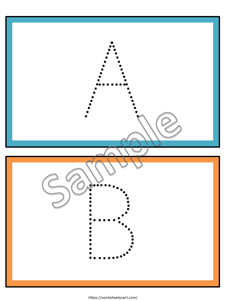 Uppercase Alphabet Tracing Cards Printable | A-Z Letter Tracing with Color Borders | ABC Cards | Preschool Kindergarten Learning Activity, WWF227