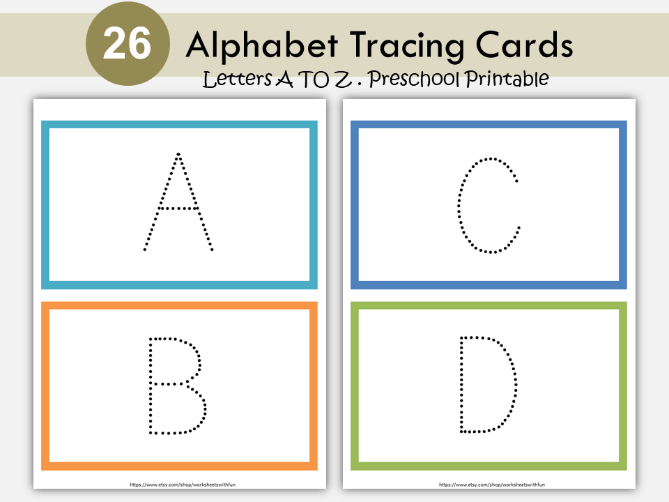Alphabet Tracing Cards, Letter Tracing, Letter of the Week Worksheets, Preschool Flashcards Printable, ABC Cards, Preschool Curriculum, WWF227