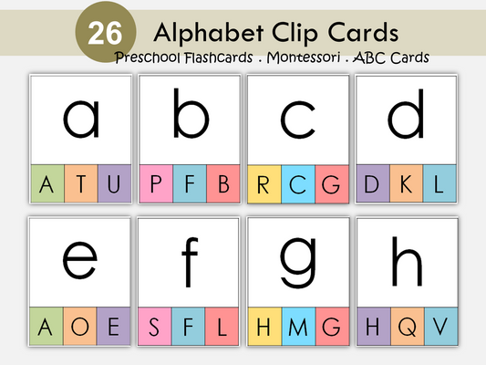 Alphabet Flashcards Printable, Letters Cards, ABC Clip It, Preschool Curriculum, Toddler Activity, Montessori Resource, Educational Material, WWF229