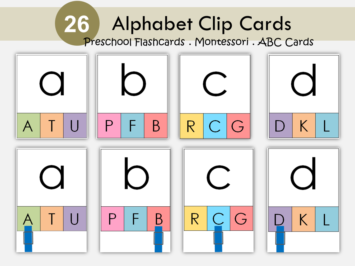 Alphabet Flashcards Printable, Letters Cards, ABC Clip It, Preschool Curriculum, Toddler Activity, Montessori Resource, Educational Material, WWF229