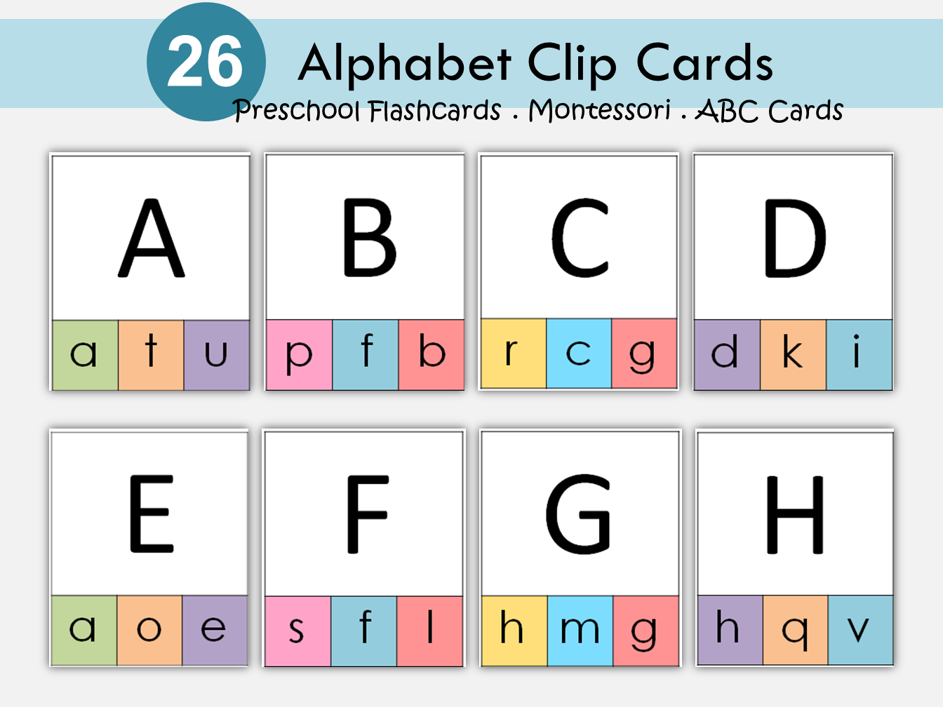 Alphabet Cards Preschool, Alphabet Flashcards Sounds, Alphabet Clip Card, Uppercase and Lowercase Letters Flashcards, Toddlers Activity, WWF230