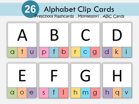 Alphabet Clip Cards Printable | Uppercase to Lowercase Letter Matching Activity | Preschool & Kindergarten Literacy Center | Homeschool, WWF230