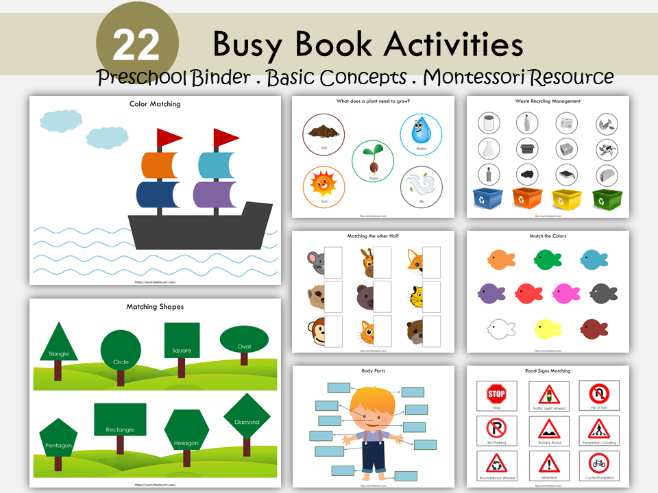Busy Book Printable, Toddler First Learning Binder, Fun Quiet Book for Kids, Homeschool, Busy Books Pages, Montessori, Digital Download, WWF240