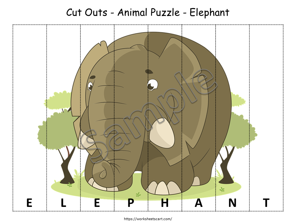 Animal Name Puzzle Printable – Preschool Spelling Activity for Kids, WWF245