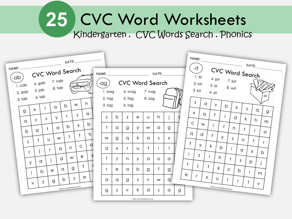 CVC Word Search Worksheets Printable | Phonics Practice for Kindergart – WorksheetsCart cvc-word-search-worksheets-printable-phonics-practice-for-kindergart-worksheetscart