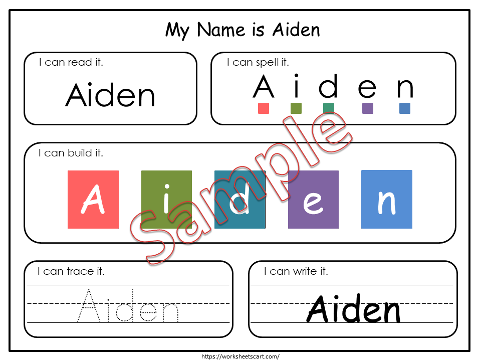 Dry Erase Name Tracing Practice Mat for Preschool, Kindergarten, Homeschool, Busy Book, Montessori Activity to Learn to Spell and Write Name, WWF255