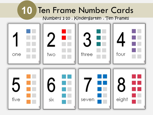 Number Flashcards 1-10 Printable | Ten Frame, Number Word and Numeral | Preschool & Kindergarten Math | Number Sense | Counting | Homeschool, WWF263