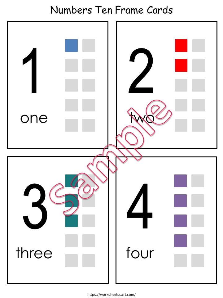 Ten Frame Number Cards, Number Flashcards, Numbers 1-10, Preschool Math, Preschool Printable, Number Sense, Ten Frames, Educational, WWF263