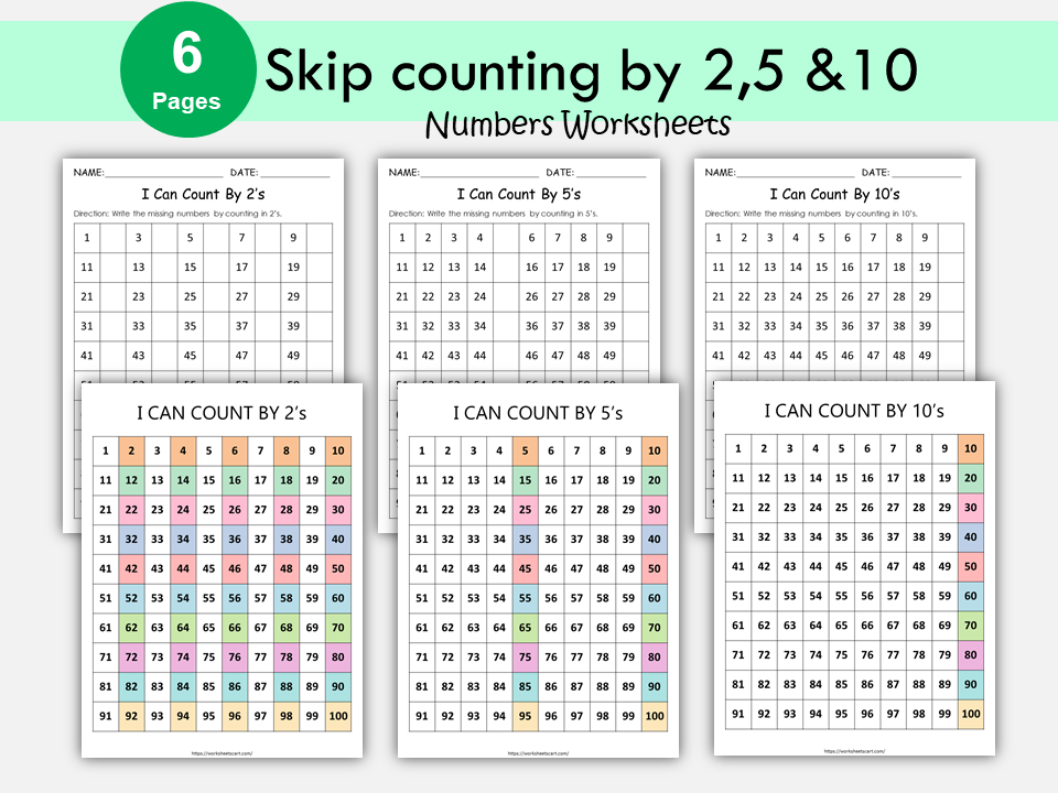 Skip Counting Worksheets, Skip Counting by 2s, 5s and 10s Charts Print – WorksheetsCart skip-counting-worksheets-skip-counting-by-2s-5s-and-10s-charts-print-worksheetscart