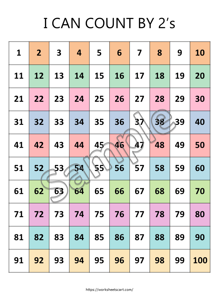 Skip Counting by 2, 5 & 10 Worksheets Printable | 100 Chart Math Activities for Kindergarten–2nd Grade, WWF276