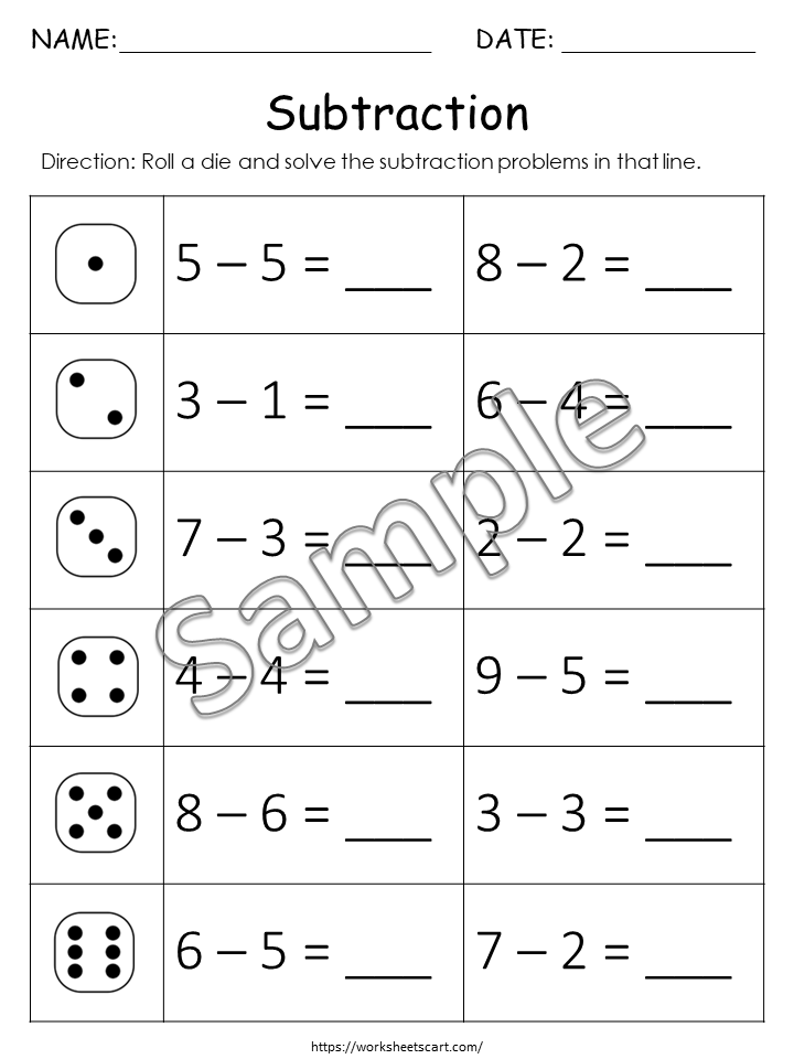 15 Printable Subtraction Worksheets for Kids | Single-Digit Math Practice Within 10, WWF280