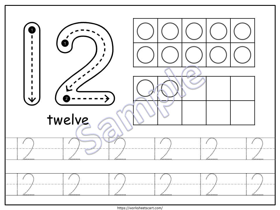 Number Tracing Worksheets 1-20 Printable | Play Dough Number Mats with Ten Frames | Preschool & Kindergarten Math Activity, WWF282