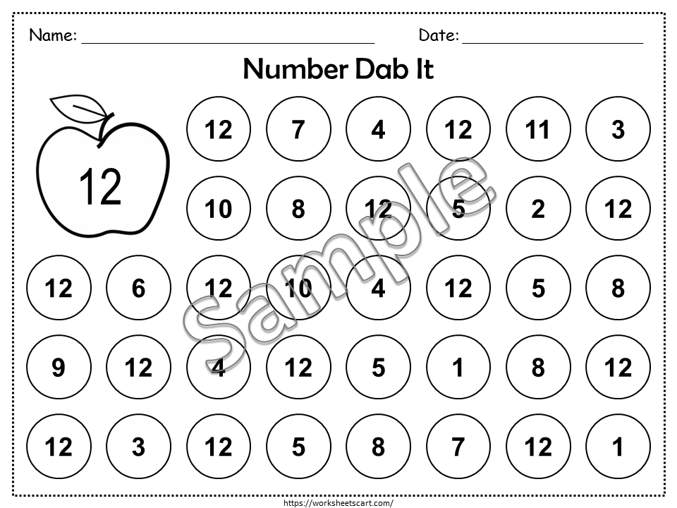 Number Dab It Worksheets 1–20 | Number Recognition Activity | Preschool Dot Marker Printable | Kindergarten Counting Math Worksheets, WWF285