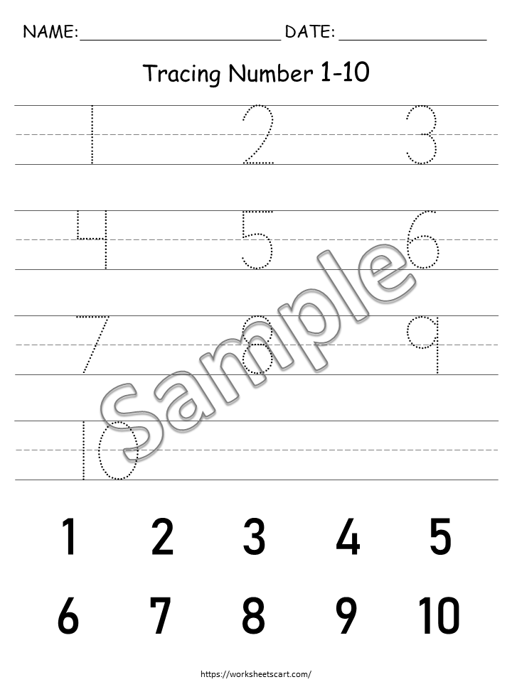 Number Tracing and Counting Worksheets 1–10 | Preschool Math Printable, WWF287