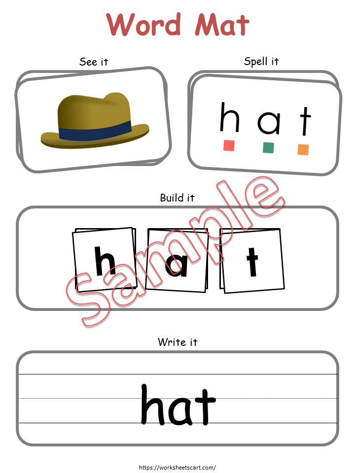 Printable CVC Word Building Mats for Preschool & Kindergarten PDF, WWF296