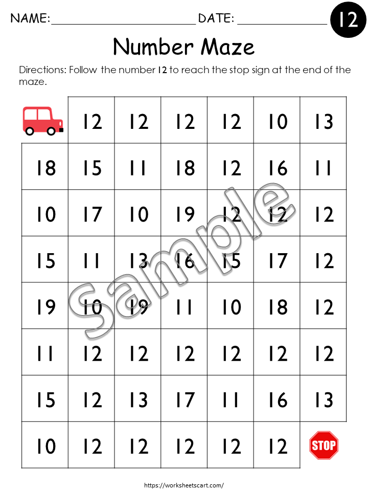 Number Mazes Worksheets 1–20 Printable | Preschool & Kindergarten Number Recognition Activities, WWF298