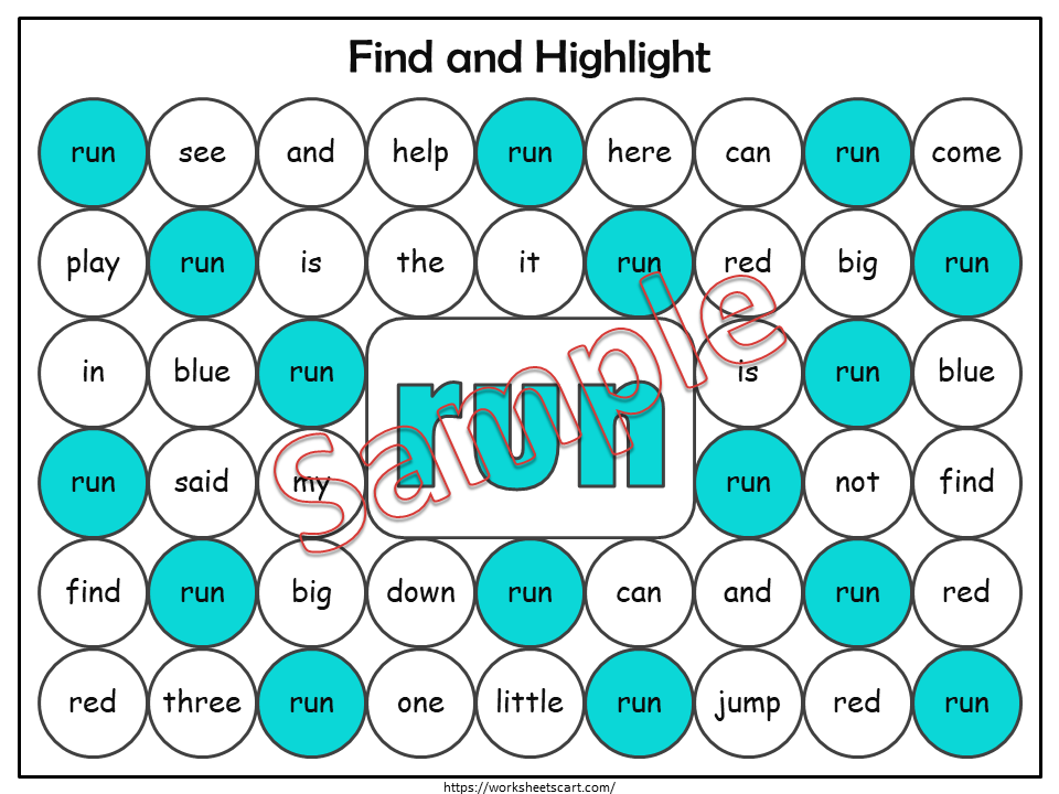 Dolch Pre-Primer Sight Word Search Worksheets Printable | Sight Word Dab It Bingo Marker Activity | Kindergarten Literacy Center | 40 Pages PDF, WWF299
