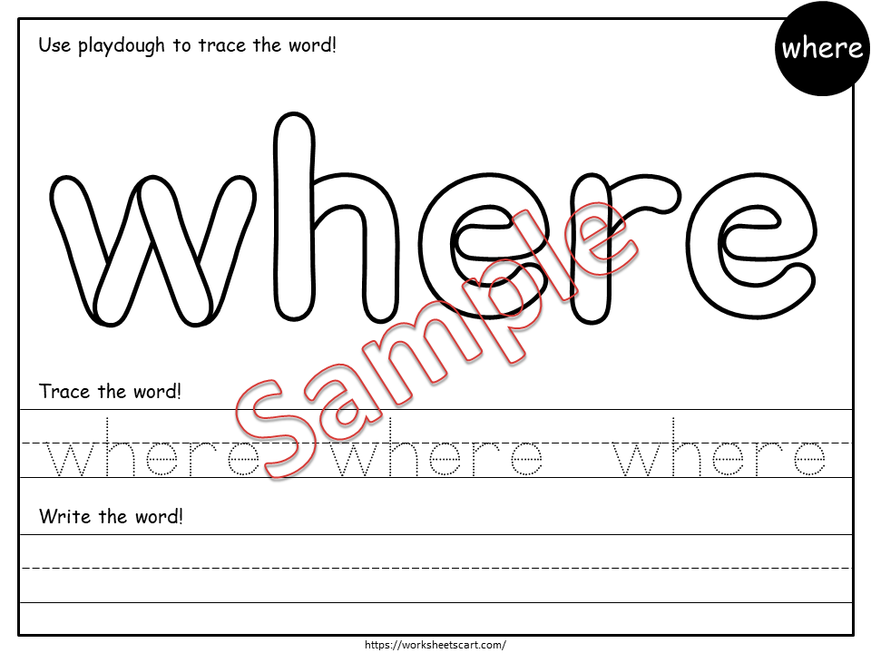 Pre Primer Dolch Sight Words Worksheets Printable | Tracing & Writing Practice for Preschool & Kindergarten, WWF300