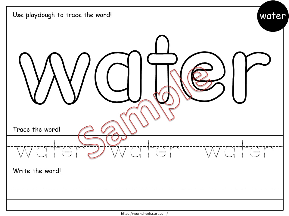 Fry First 100 Sight Words Tracing Worksheets Printable | Kindergarten Sight Word Practice & Playdough Mats, WWF301