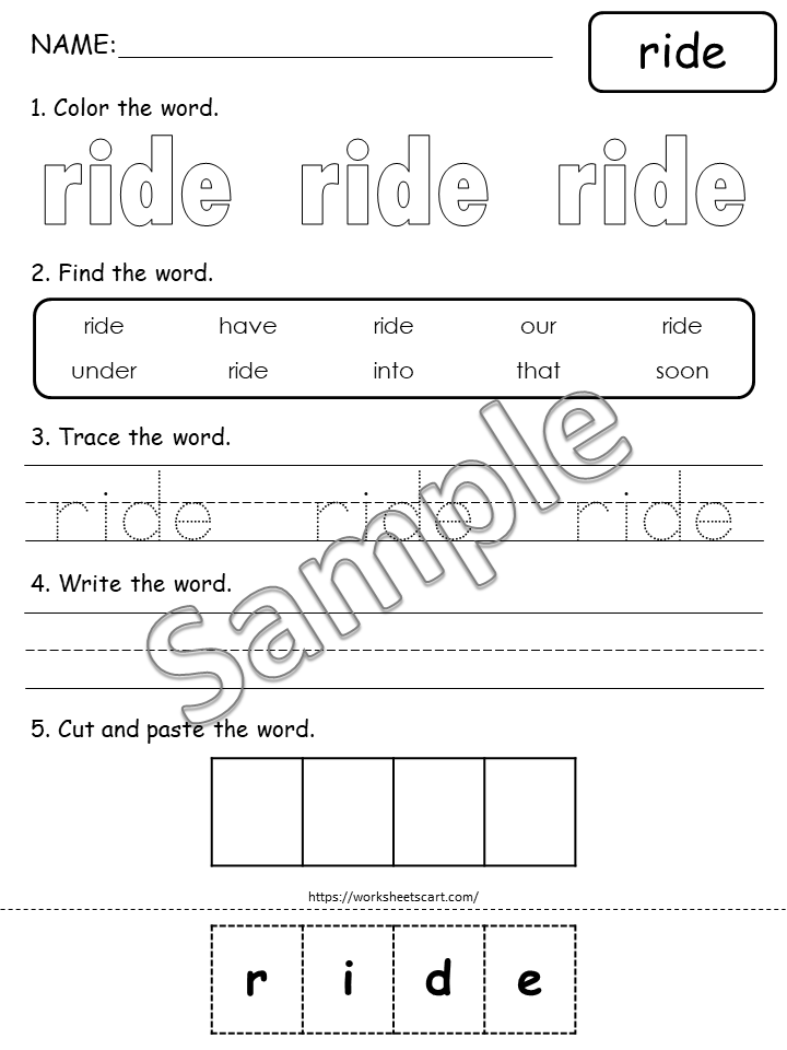 Dolch Primer Sight Words Worksheets – 52 Printable Read, Trace & Write Activities for Preschool & Kindergarten, WWF303