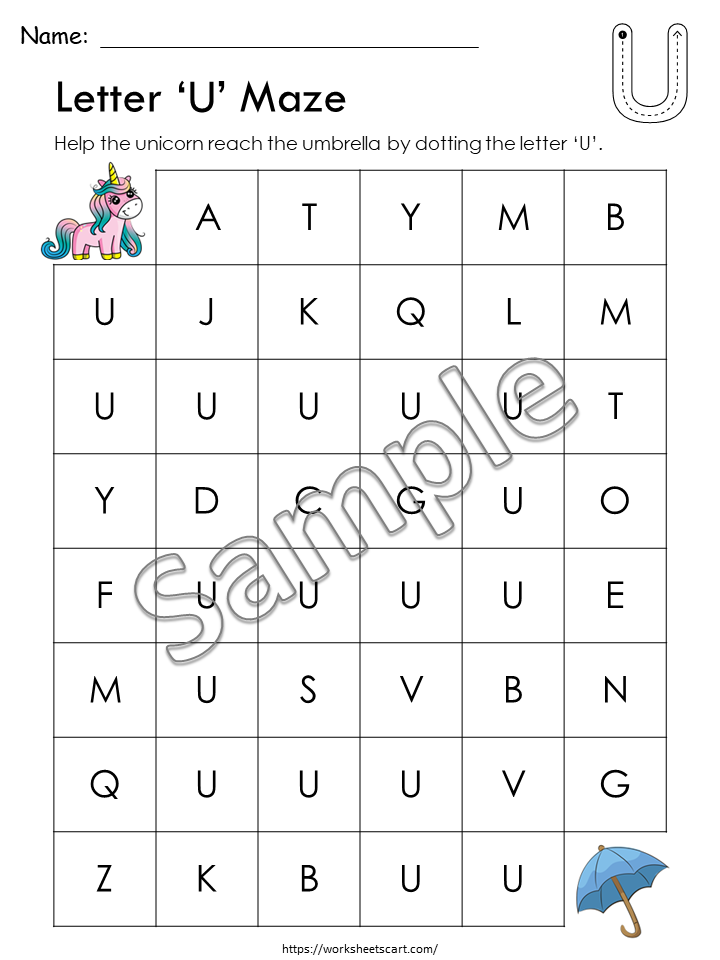 Uppercase Letter Maze Worksheets A–Z Printable | Alphabet Letter Recognition Activity for Preschool & Kindergarten, WWF306