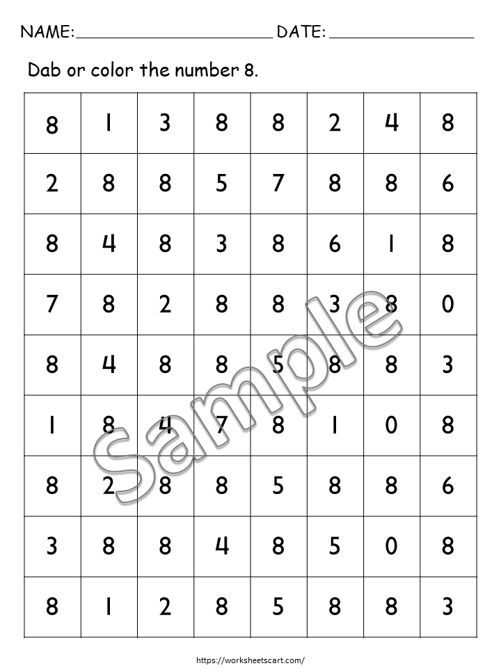 Number of the Day, Numbers Worksheets to 10 for Preschool, Number of the Week, Tracing Printable, Kindergarten, Teacher Resource, WWF318