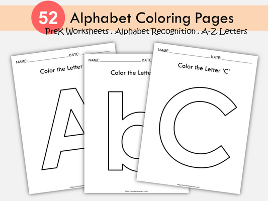 Alphabet Recognition Activity for PreK, Alphabet Worksheets for Kids, Letter Coloring Pages, Coloring Sheets, Preschool Printable, PDF, WWF328