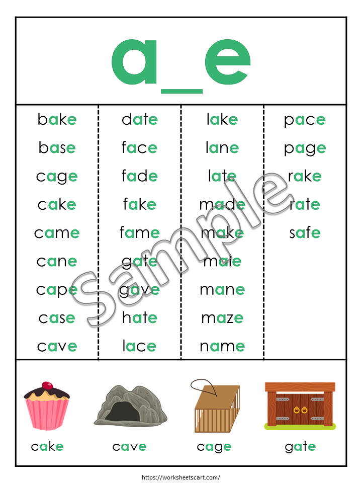 Long A Vowel Phonics Cards Printable | Magic E, AI & AY Word Lists | Long Vowel Activities for Kindergarten & Early Readers, WWF329