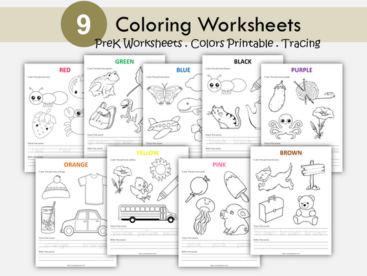 Coloring Pages, Coloring Book, Color Worksheets, Color Word, Preschool Color of the Day Printable, Pre-K, Tracing, Learning Colours, WWF330