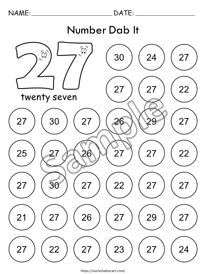 Numbers 21-30 Worksheets for Kindergarten, Preschool Math Workbook, Number of the Day Printable, Tracing & Writing Numbers, WWF331