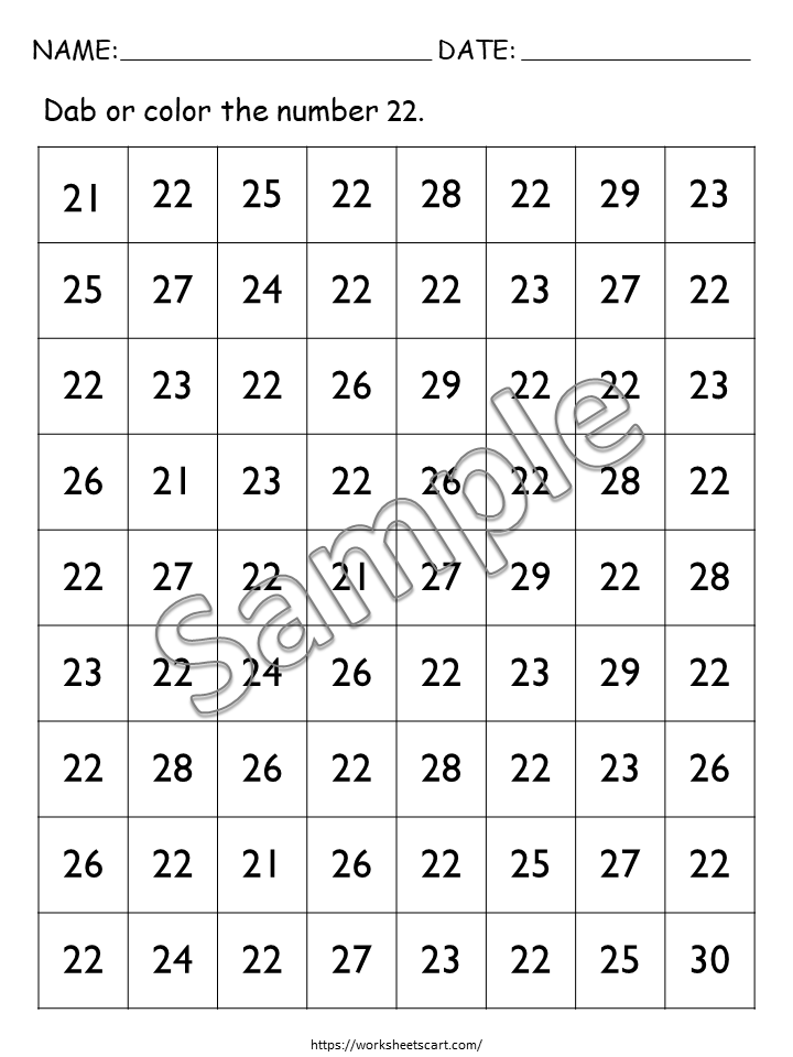Numbers 21-30 Worksheets for Kindergarten, Preschool Math Workbook, Number of the Day Printable, Tracing & Writing Numbers, WWF331
