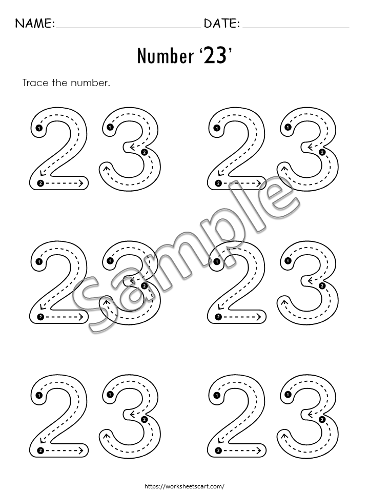 Numbers 21-30 Worksheets for Kindergarten, Preschool Math Workbook, Number of the Day Printable, Tracing & Writing Numbers, WWF331