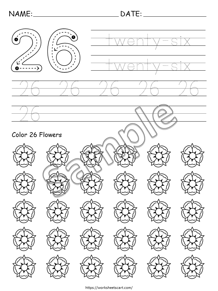 Numbers 21-30 Worksheets for Kindergarten, Preschool Math Workbook, Number of the Day Printable, Tracing & Writing Numbers, WWF331
