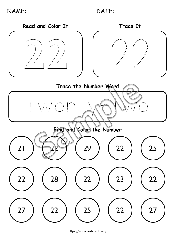 Numbers 21-30 Worksheets for Kindergarten, Preschool Math Workbook, Number of the Day Printable, Tracing & Writing Numbers, WWF331