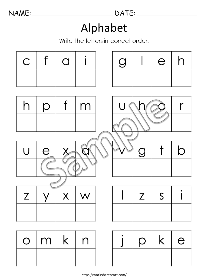 Alphabet Review and Assessment Worksheets Printable | ABC Activities | Uppercase Lowercase Matching | Letter Tracing | Phonics | ABC Order, WWF332