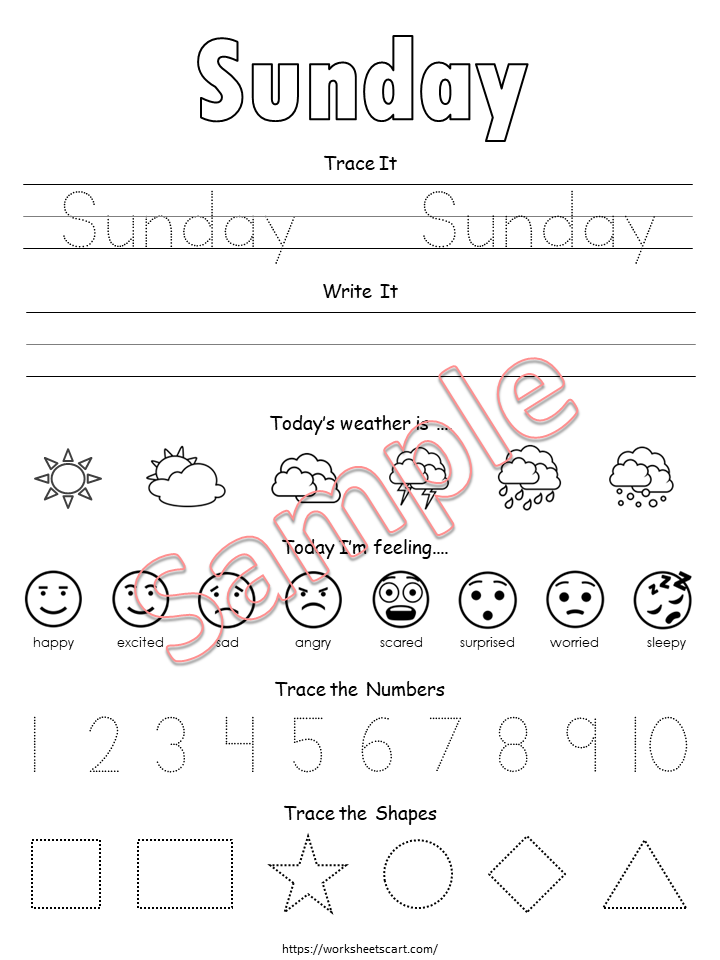 Days of the Week Worksheet Printable, Preschool Summer Review, Kids Tracing Worksheets, Toddler Folder, Back to School, Homeschool, WWF334
