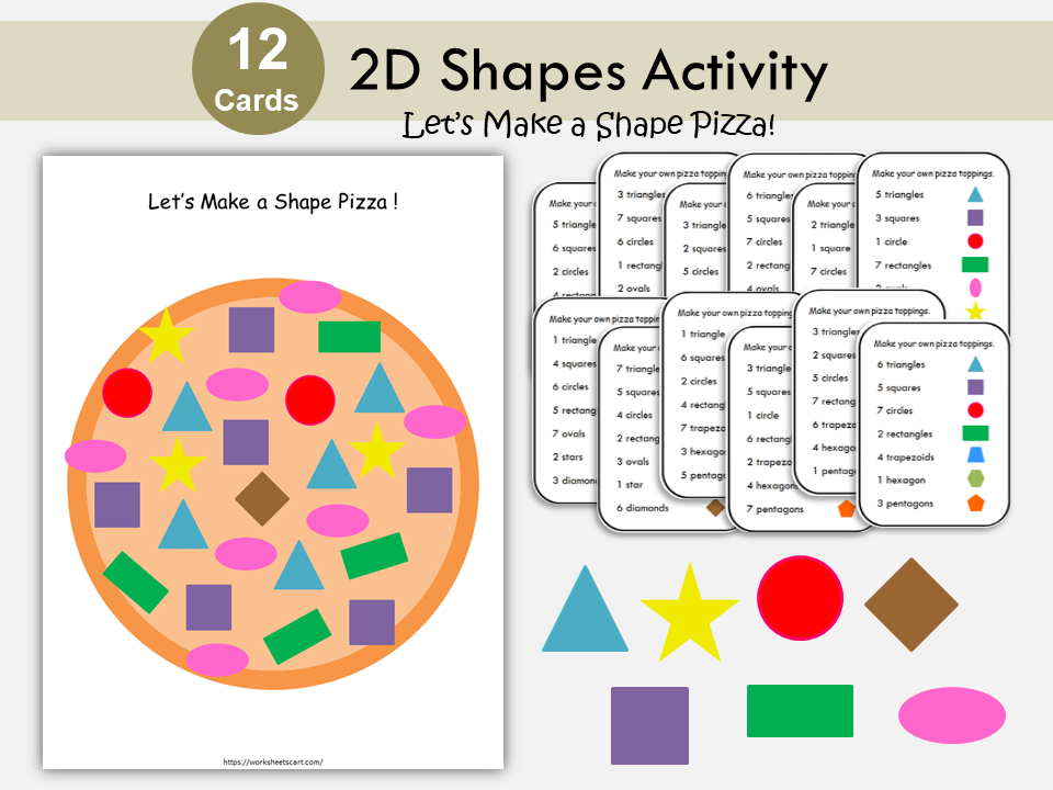 Shape Pizza Printable Activity, Playdough Mat, Preschool Shapes Worksheets, Preschool Activity, Toddler, Busy Binder, Homeschool, WWF335