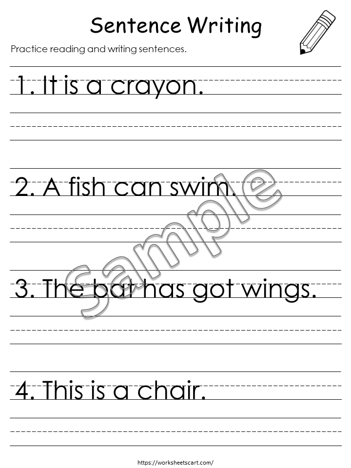 Sentence Writing Worksheets for Kindergarten | Capital Letters & Punctuation, WWF337