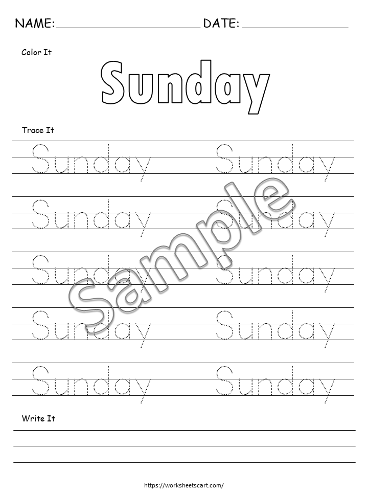 Tracing Days of the Week Worksheets Printable | Preschool Handwriting Practice | Kindergarten Homeschool PDF | Learn Days Activity Sheets | WWF338