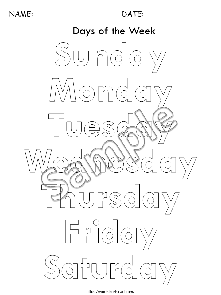 Tracing Days of the Week Worksheets Printable | Preschool Handwriting Practice | Kindergarten Homeschool PDF | Learn Days Activity Sheets | WWF338