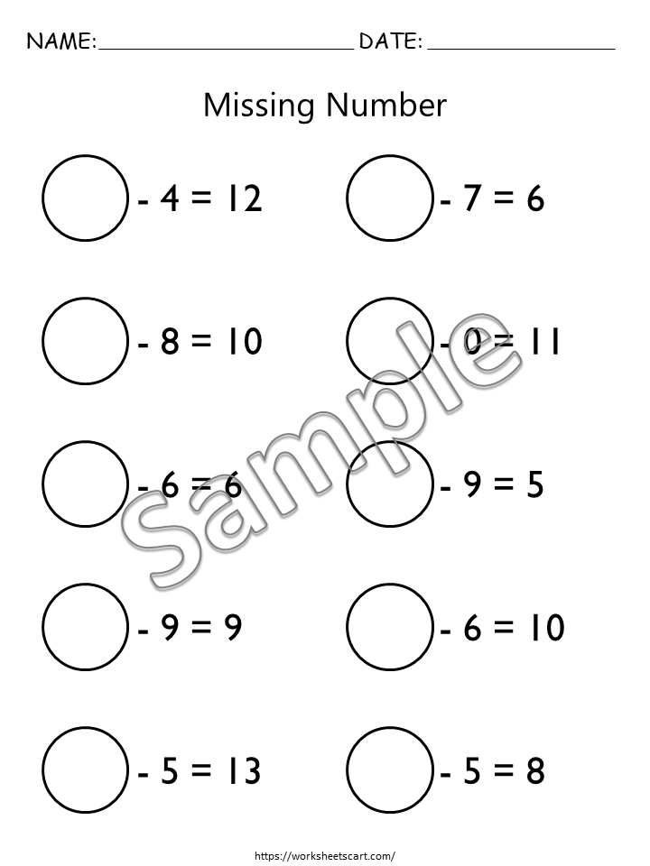 45 Addition & Subtraction Within 20 Worksheets Printable PDF for Kindergarten & 1st Grade Math Practice, Homeschool Math Activities, Basic Math Skills, WWF339