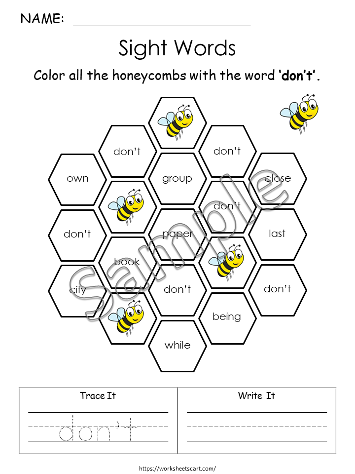 Fry Third Hundred Sight Words Worksheets Printable – Color, Trace & Write Activities, WWF341