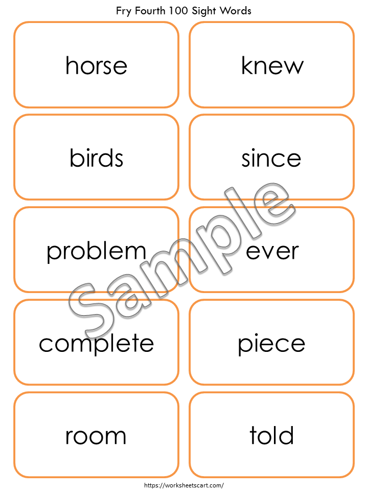 Fry Fourth 100 Sight Word Flashcards Printable (301–400) | High Frequency Words for Kindergarten, 1st & 2nd Grade Reading, WWF347