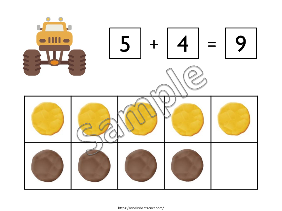 Ten Frame Addition Mats – Addition to 10 Math Activity for Kindergarten & Preschool | Hands-On Counting & Playdough Learning, WWF348