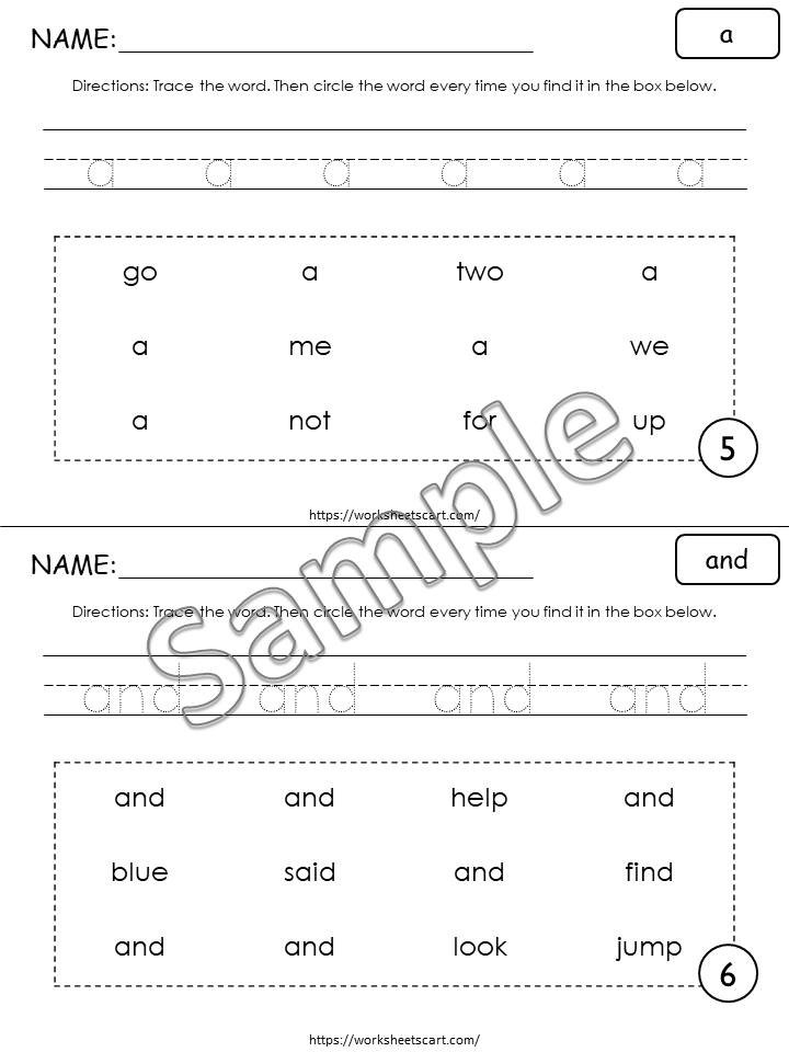40 Printable Sight Words Bundle, Kindergarten Sight Word Worksheets, Dolch Pre Primer, Preschool Activity Pages, Sight Word Practice, WWF354