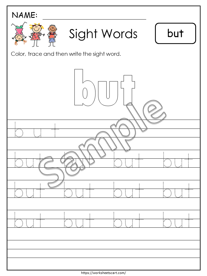 52 Sight Words Worksheets for Kindergarten, Sight Word Practice, High Frequency Words, Read & Write, Dolch Primer Words Sheets, Spellings, WWF358
