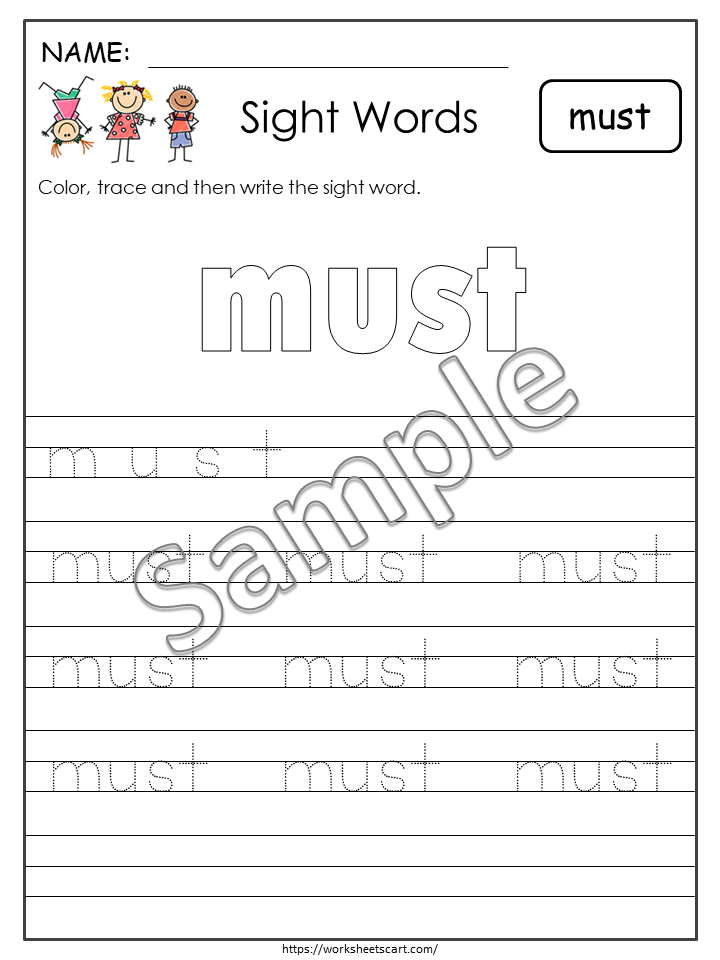 52 Sight Words Worksheets for Kindergarten, Sight Word Practice, High Frequency Words, Read & Write, Dolch Primer Words Sheets, Spellings, WWF358