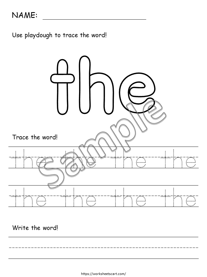 Sight Words Worksheets, Dolch Pre Primer Tracing, Kindergarten Curriculum, Toddlers Phonics Practice, Learn to Read, Spelling, Handwriting, WWF361
