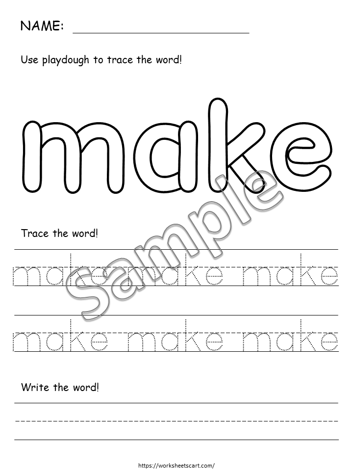 40 Dolch Pre-Primer Sight Words Worksheets Printable | Trace, Write & Playdough Activities for Kindergarten, WWF361
